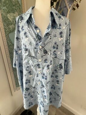 IZOD Saltwater Fishing Tropical Print Short-Sleeve Shirt Men's 3XL